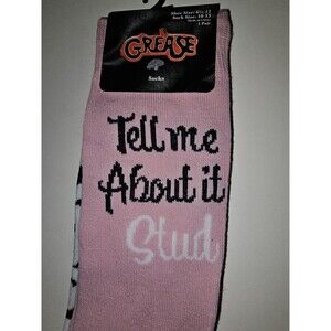 Grease Movie Socks Pink Ladies "Tell Me About It Stud" You Better Shape Up NEW